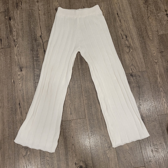 OATS Women's Wide Ribbed Knit Pant white 100 cotton - Picture 5 of 14